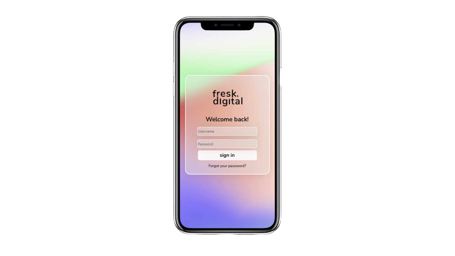 website for fresk digital, login screen